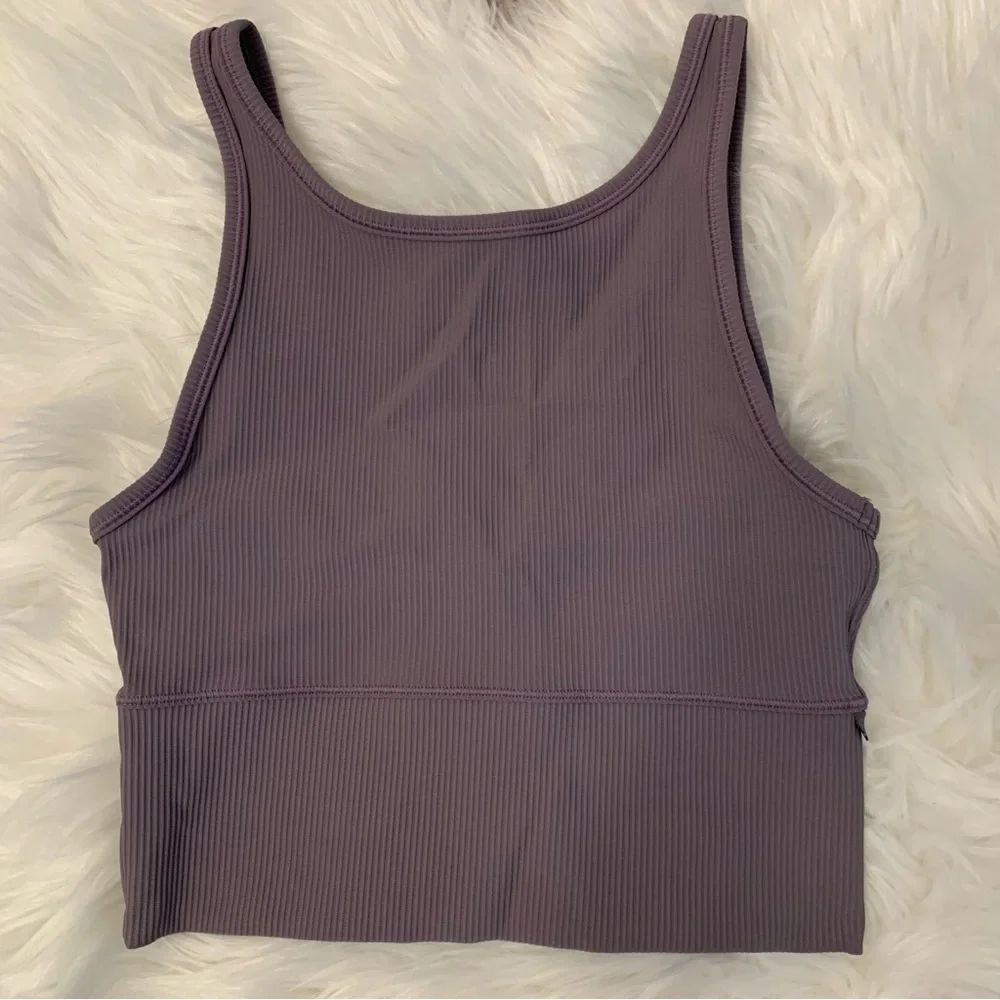 Lululemon Power Pivot Tank Top *Rib Dusky Lavender Purple Gray Reversible Sz 2